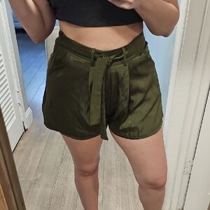 Revise High Waist Olive Green Women's Shorts